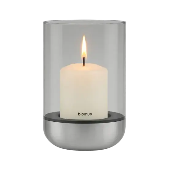 Blomus - Hurricane Lamp -  CALMA - Stainless Steel matt, glass smoke