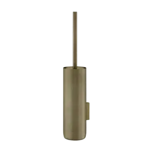 Cylindrisk toiletbørsteholder i messing med vægbeslag til montering. Elegant og moderne design.
