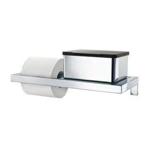 Blomus - Toilet Paper Holder with glass shelf  - polished  - MENOTO