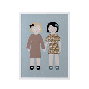 Bloomingville - Raha Illustration med ramme, Hvid, Fyr