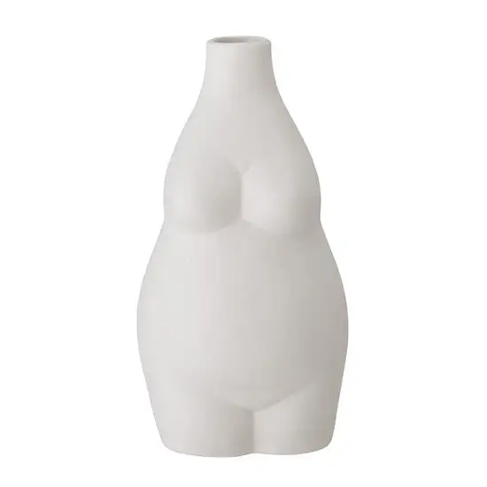 Bloomingville - Elora Vase, Hvid, Stentøj