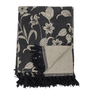Bloomingville - Mali Plaid, Sort, Genanvendt Bomuld