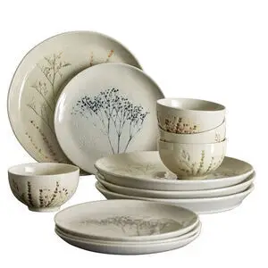 Bloomingville - Bea Tableware Sæt med 12 styk, Natur, Stentøj