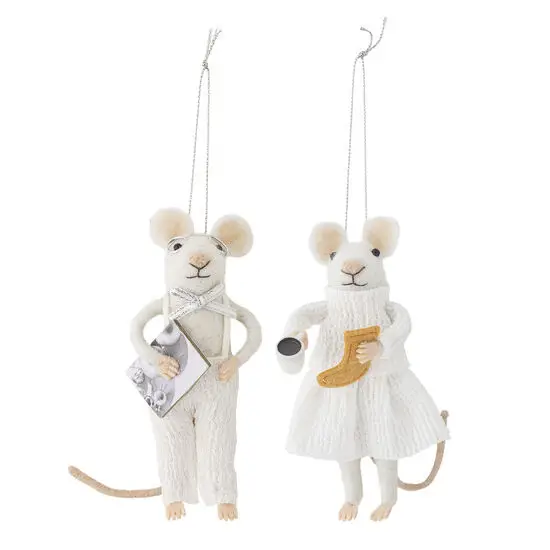 Bloomingville - Peo Ornament, Hvid, Uld