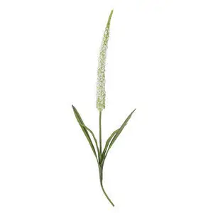 Lang, slank kunstig stilk med hvide blomsterlignende elementer og realistisk foxtail-struktur.