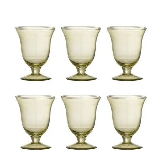 Bloomingville - Florentine Vinglas, Multipak, Grøn, Genanvendt Glas