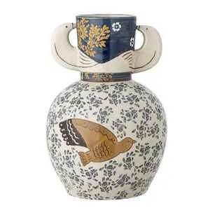 Bloomingville - Hezha Vase, Blå, Stentøj