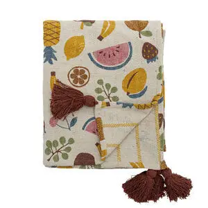 Bloomingville - Fruitta Plaid, Gul, Genanvendt Bomuld