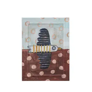 Creative Collection - Brett birdy Illustration med ramme, Blå, Fyrretræ