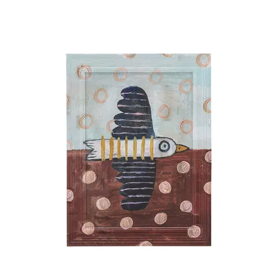 Creative Collection - Brett birdy Illustration med ramme, Blå, Fyrretræ
