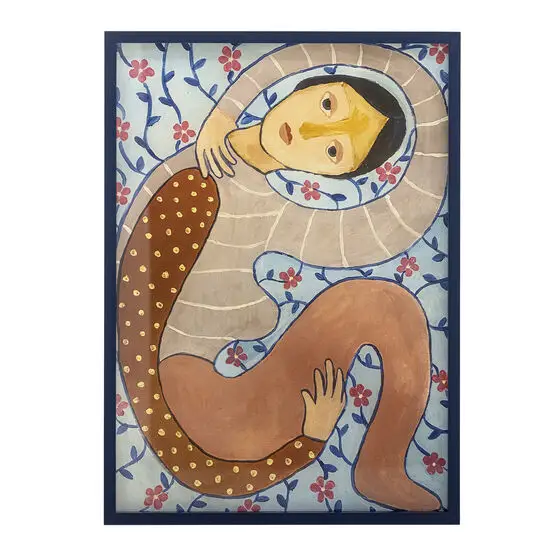 Bloomingville - Floriesta Illustration med ramme, Multifarvet, Fyrretræ