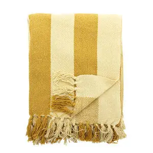 Bloomingville - Frello Plaid, Gul, Genanvendt Bomuld