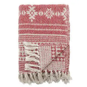 Bloomingville - Oia Plaid, Rød, Genanvendt Bomuld