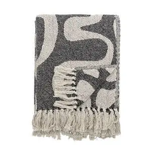 Bloomingville - Salobre Plaid, Sort, Genanvendt Bomuld