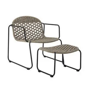Bloomingville - Calana Loungestol med taburet, Sort, Jern