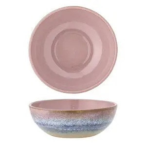 Rund skål i pink med glat overflade. Ydersiden har en farvegradient fra pink til blå.