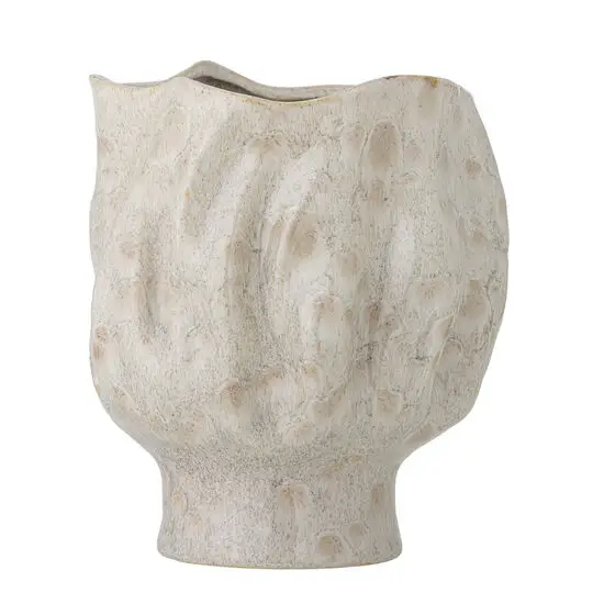 Bloomingville - Adair Vase, Hvid, Stentøj