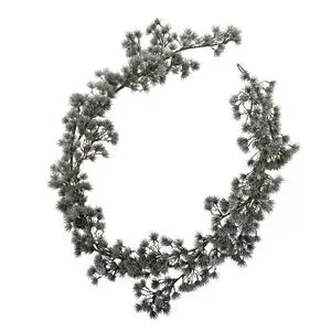Dekorativ guirlande i cedertræ-look, formet cirkulært med grønne grene for et realistisk udseende.
