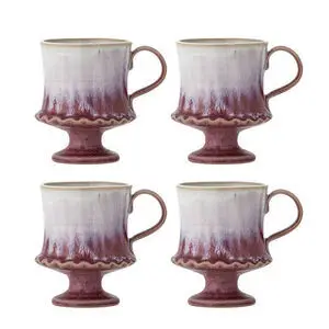 Fire krus med lys-til-rosa gradient, unik sokkelbase og håndtag.