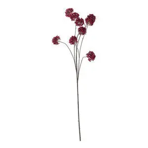 Kunstig hydrangea stilk med røde blomsterklynger på tynde grene.