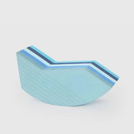 Bobles balanceværktøj i blå gradient med striber og buet bund til gyngebevægelser.