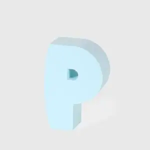 Tredimensionelt lysblåt objekt formet som bogstavet "P" på en neutral baggrund.
