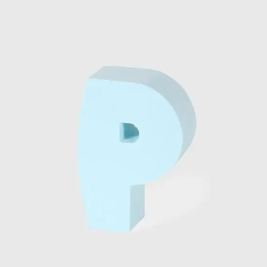 Tredimensionelt lysblåt objekt formet som bogstavet "P" på en neutral baggrund.