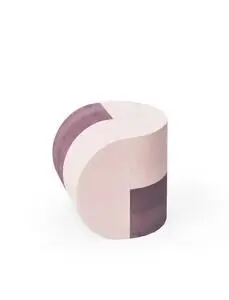 Bølgeformet produkt i lys og mørk rosa, cylindrisk med flad top og bund.