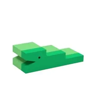 Krokodilleformet legestruktur i lys grøn med trappeformet design til børn.