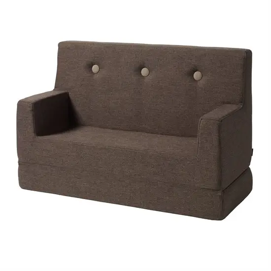 By KlipKlap børnesofa - KK Kids Sofa - Brun med sand knap