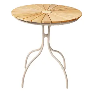 Cinas - Havebord - Ellen cafebord - Ø80cm - Sandfarvet/teak