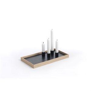Image of The Oak Men bakke m. lysestager - Candletray - Eg og stål/Sort