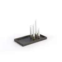 The Oak Men bakke m. lysestager - Candletray - Sort olieret eg og messing