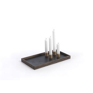 Image of The Oak Men bakke m. lysestager - Candletray - Sort olieret eg og messing
