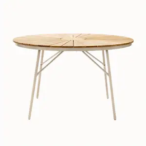 Cinas - Havebord - Ellen bord - Ø110cm - Sandfarvet/teak