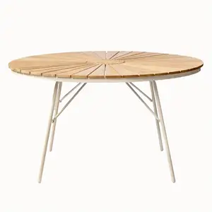 Cinas - Havebord - Ellen bord - Ø130cm - Sandfarvet/teak