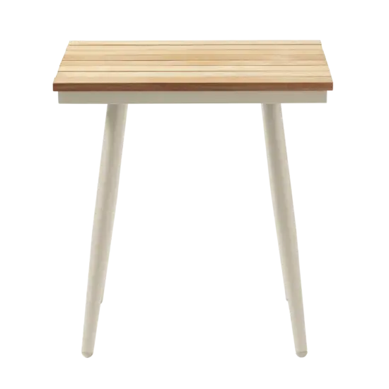 Moderne sidebord med trælister og sandgrå ben. Enkel og funktionel stil, perfekt til enhver indretning.
