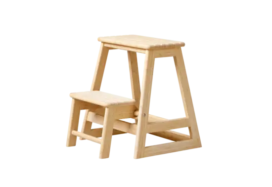 To-trins A-ramme skammel i bambus med åben struktur og stabilt design.
