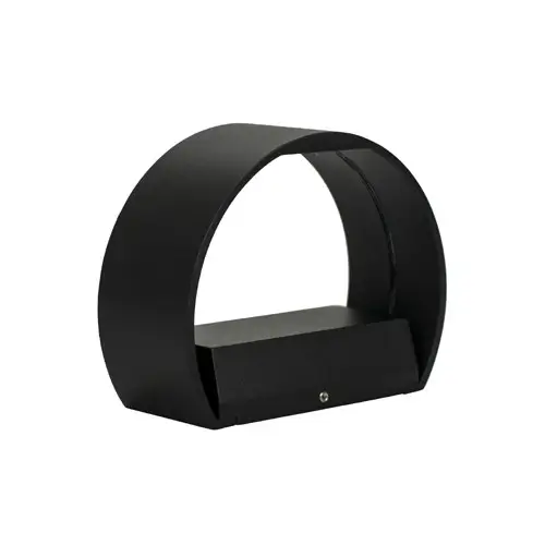 Udendørs væglampe med cirkulært, minimalistisk design og glat kurve til moderne æstetik.