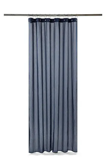 Compliments - Badeforhæng - Lines shower curtain w/eyelets 220 cm - Mørk blå