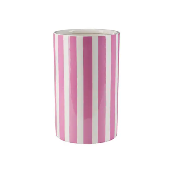 Bahne - Vase m.striber - hvid, pink