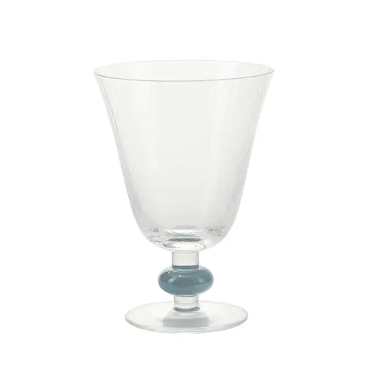 Bahne - Haveglas på fod, klar/blå - H13,5 cm