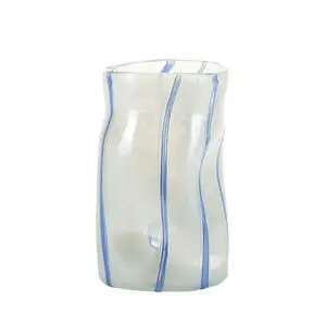 Bahne - Glasvase med striber - hvid, blå
