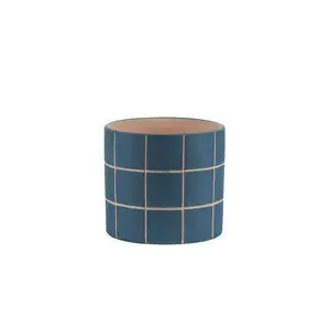 Bahne - Urtepotte med stort ternet mønster, blå - 13,5 cm