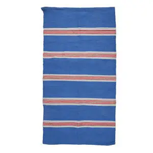 Bahne - Genbrugsstribet tæppe, blå, hvid, lilla, rød - 70x140 cm
