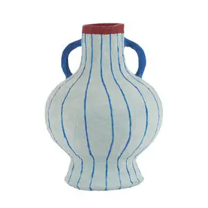 Bahne - Vase i bomuldsmaché med hanke - blåstribet