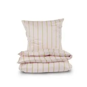 Bahne - Boblestribet sengetøj, rosa - 140x200 cm
