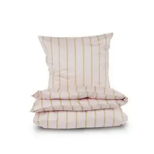 Bahne - Boblestribet sengetøj, rosa - 140x220 cm