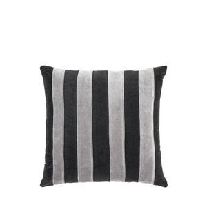 Cozy Living - Carla Striped Velvet Pudebetræk - NOIR, GRANIT