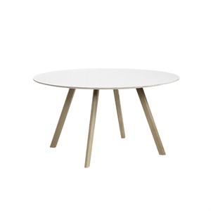 HAY - CPH25 bord, rundt Ø 140 cm - Hvid laminat med ben i sæbebehandlet eg